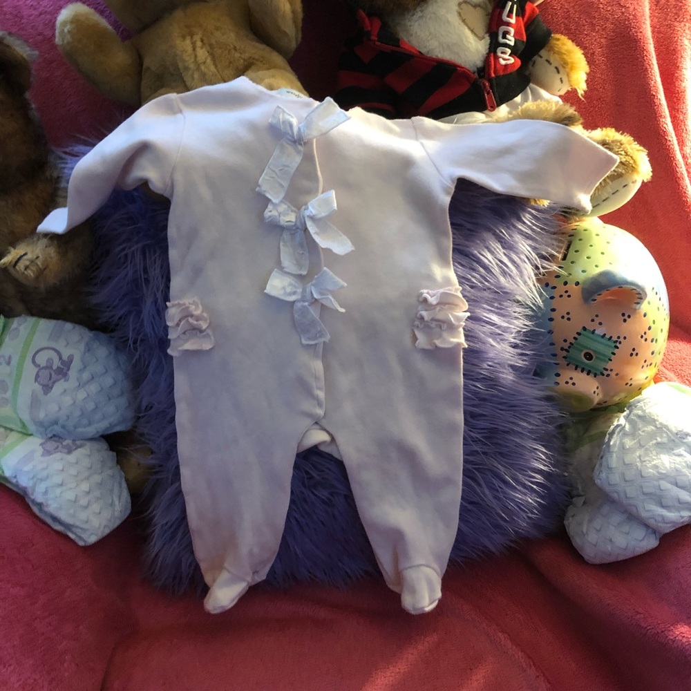 Infant Girl Long Sleeve Footed Onesie